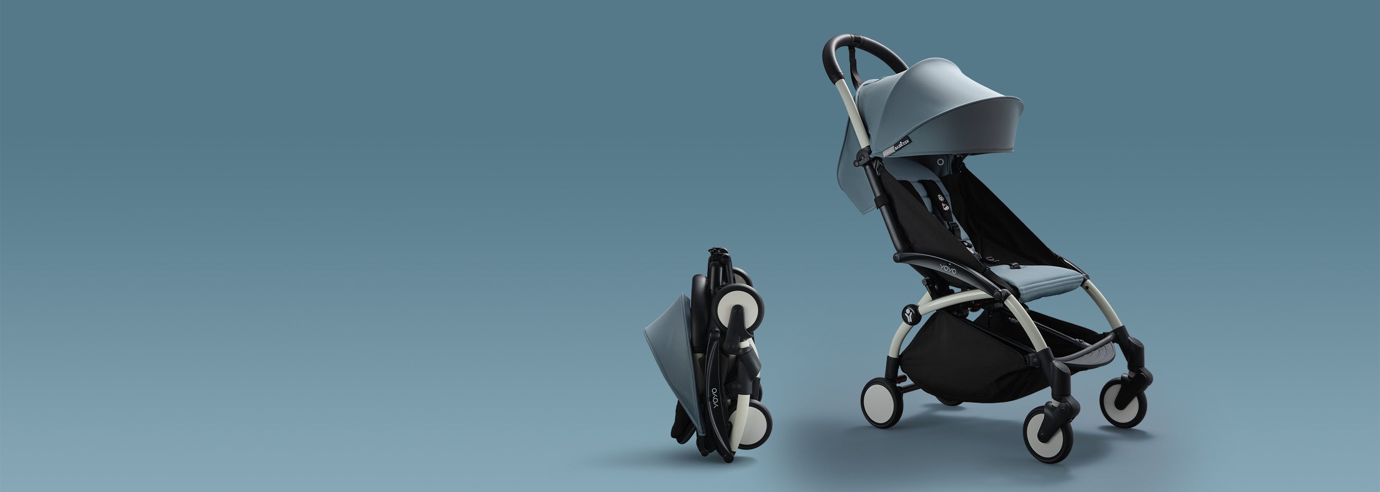 BABYZEN YOYO2 6mth+ Stroller - White with Air France Blue - Bella Baby,  Award Winning Baby Shop